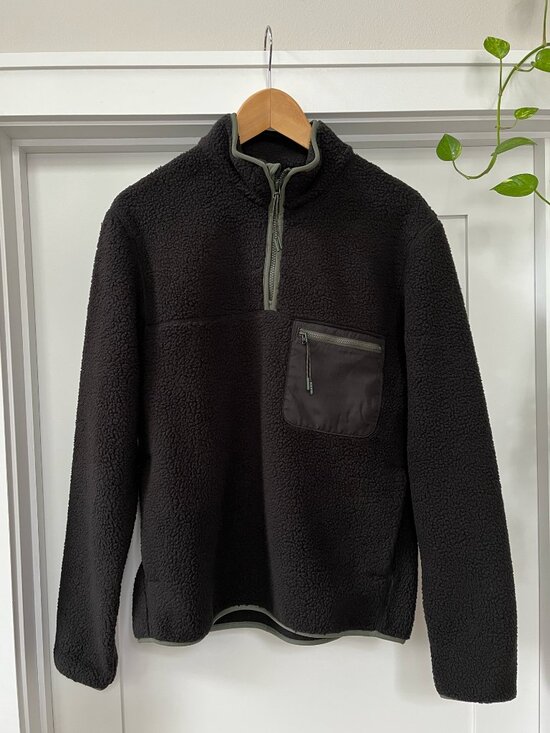 Men's Teddy Quarter-Zip Fleece | Small, Black, New with Tags - Picture 2 of 6